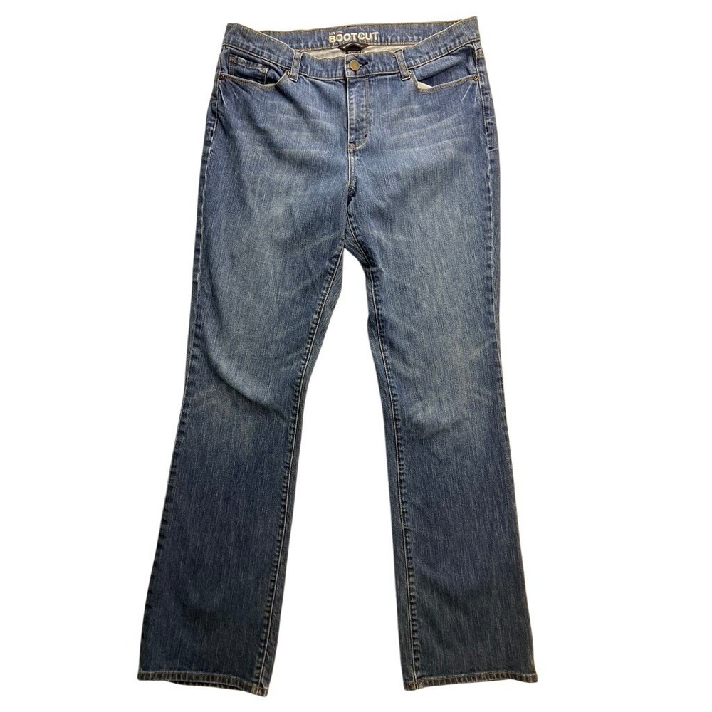 New York & Company Bootcut Jeans Women 12 Tall Blue Low Rise Stretch Y2K